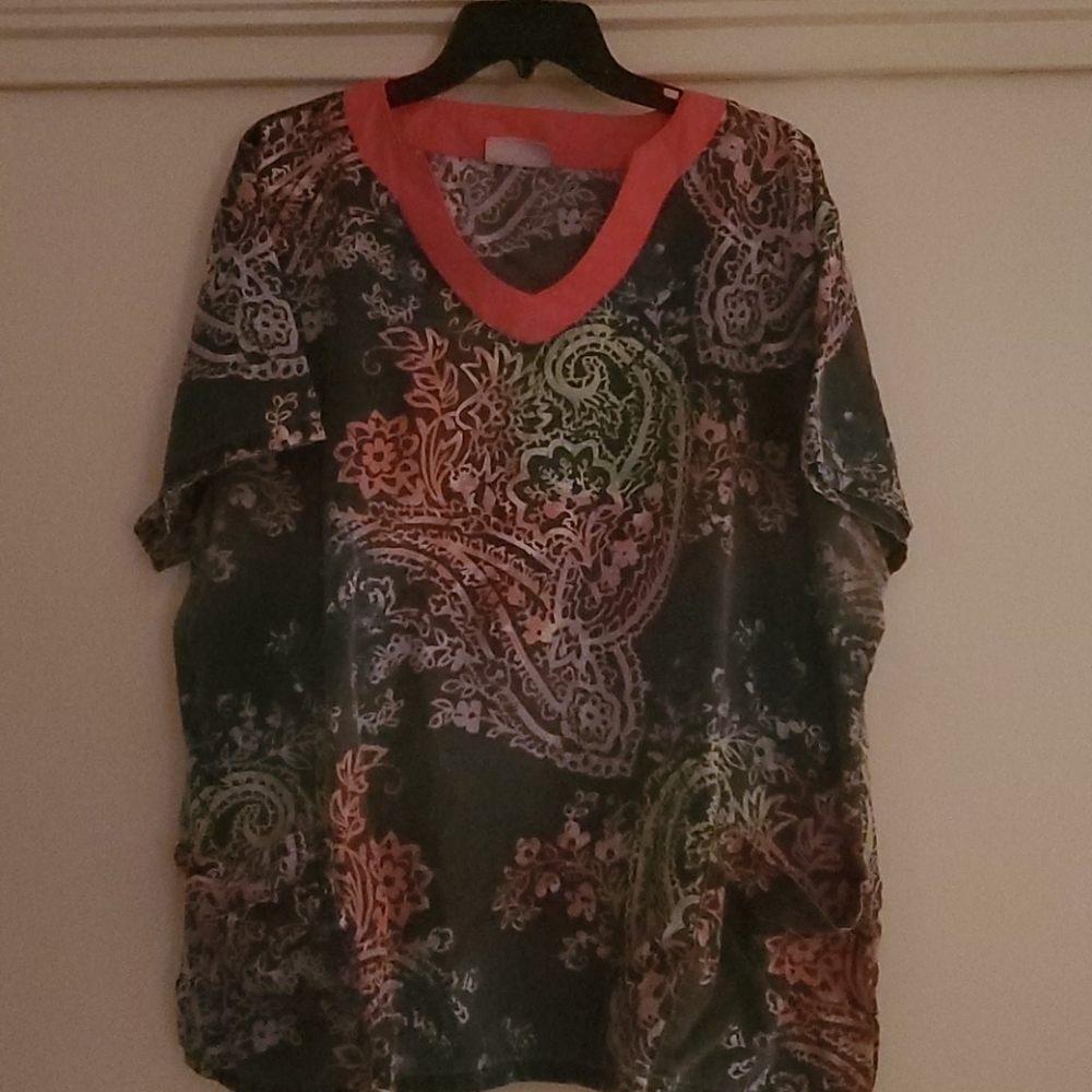 Purple paisley scrub top
